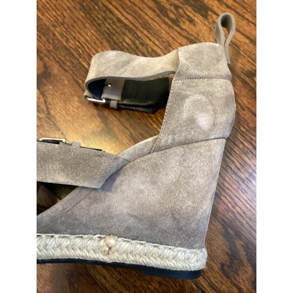 Balenciaga Paris Taupe Tan Suede Strappy Ankle Wrap Espadrille Platform Heels 9 - Picture 7 of 9